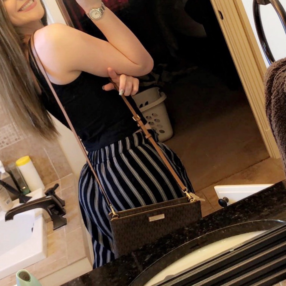 black and white striped pants
